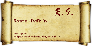 Rosta Iván névjegykártya